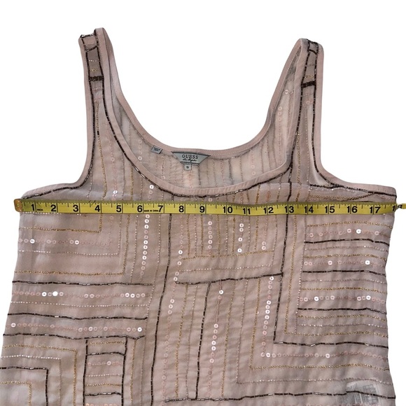 Guess Los Angelas Women’s Sheer Metallic Beaded Tank Size S Excellent Condition - Picture 3 of 5